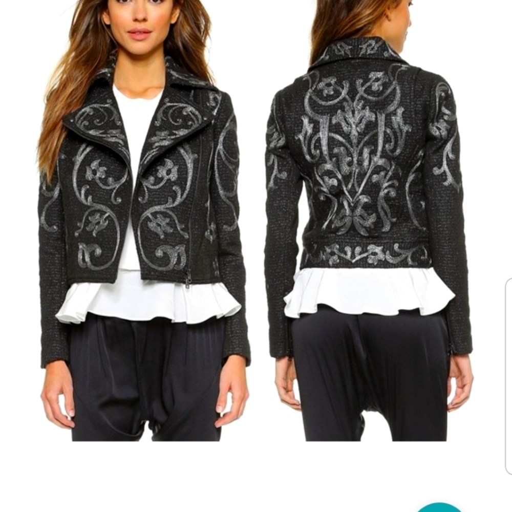 🛑 NO LONGER AVAILABLE 🛑 
Marchesa Black and Silver Embroidered Jacket